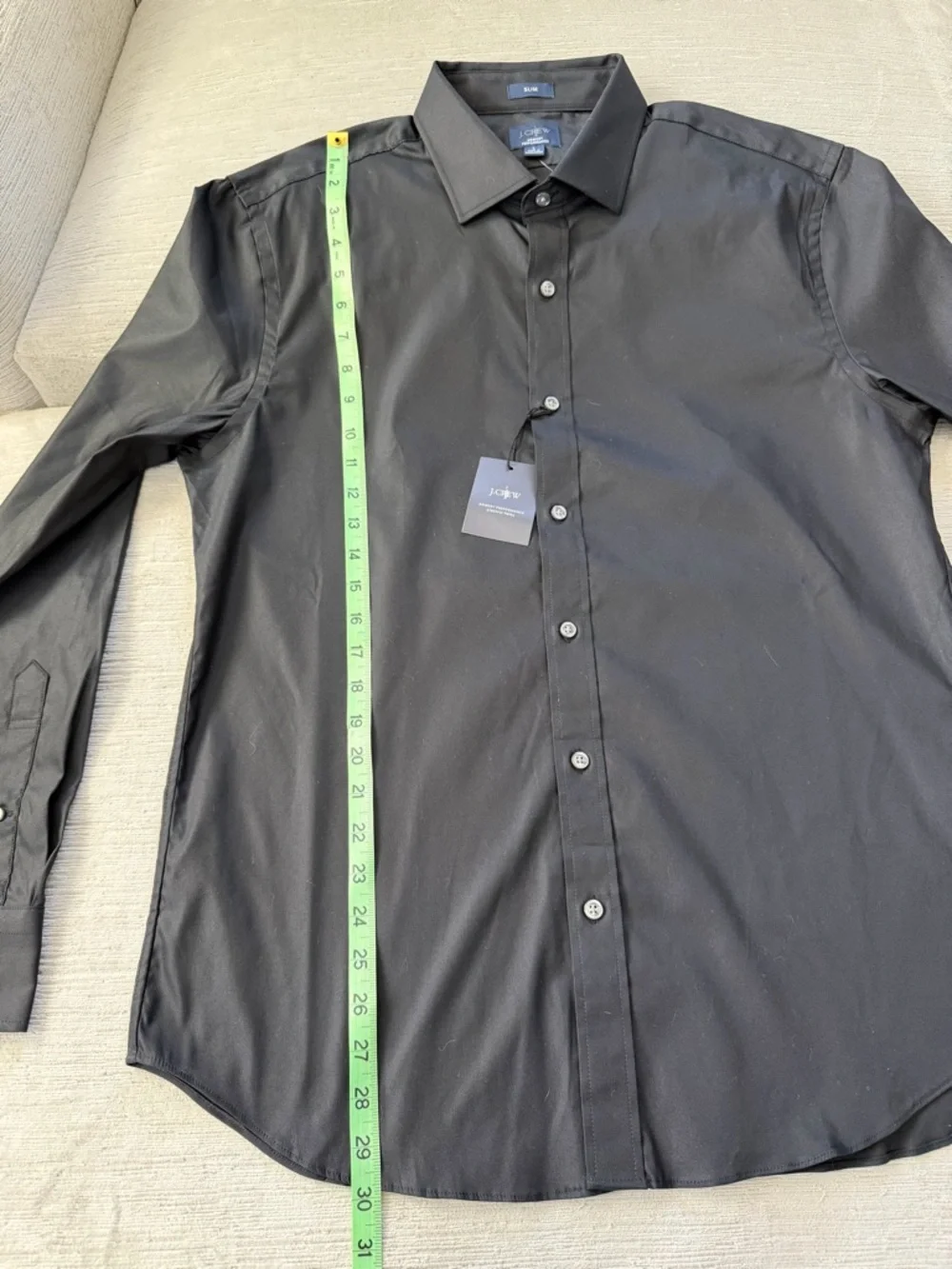 J.Crew Bowery Performance Dress Shirt Slim Large Black Stretch Twill NWOT
